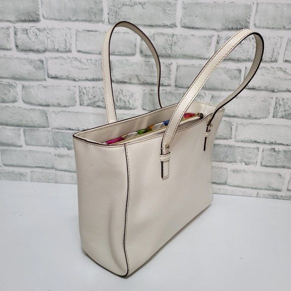 Kate Spade Grand Street Quinn Shoulder Bag Ivory Medium Leather Tote - Picture 5 of 12